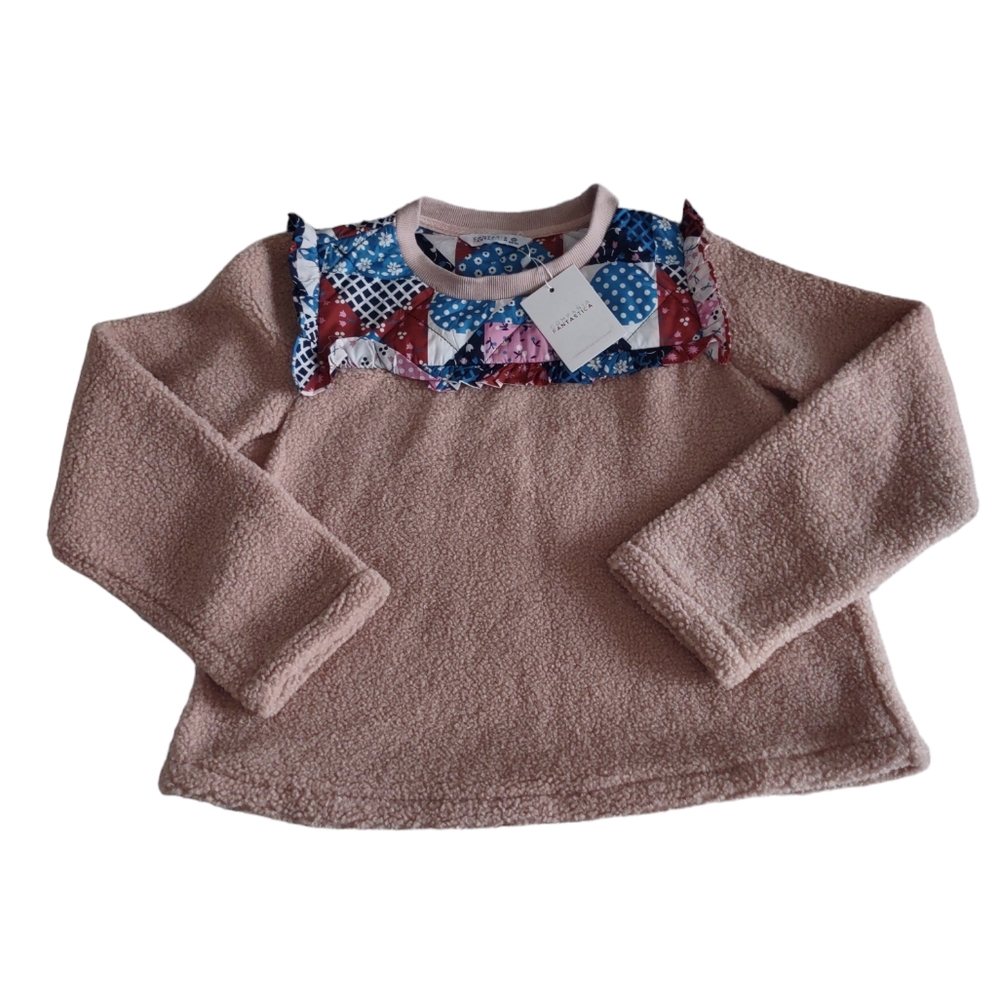 NWT Compania Fantastica XS Nude Quilted Bib Sherpa Pullover